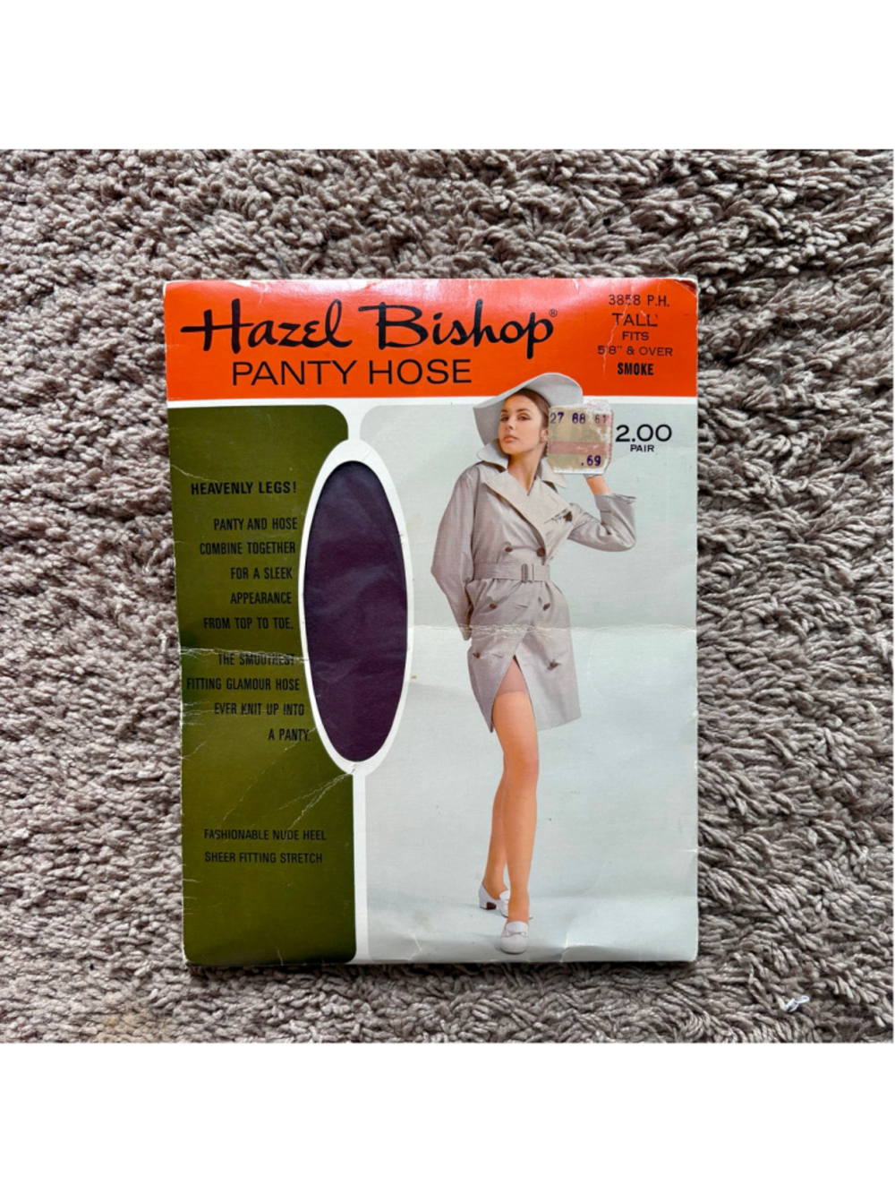 Vintage NWT 70s Hazel Bishop smoke colored gray panty hose